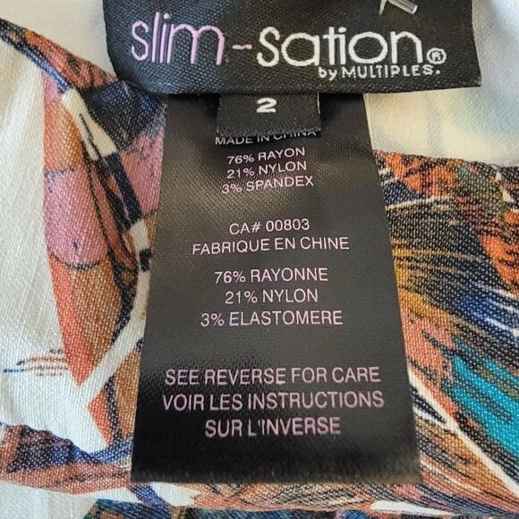 Slim Sation Multiple Womens Tropical Skinny Pant 2 - Picture 2 of 7
